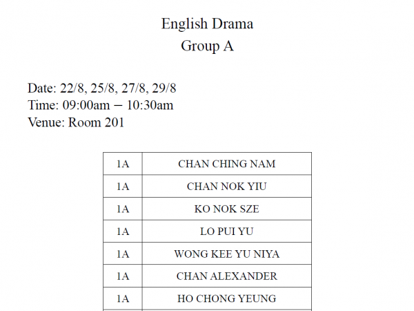25-26 S1 English Drama Grouping List (Preview)