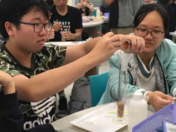 18-19 Cheung Chau Coastal Study - Doing laboratory work on the beach sediments collected from field